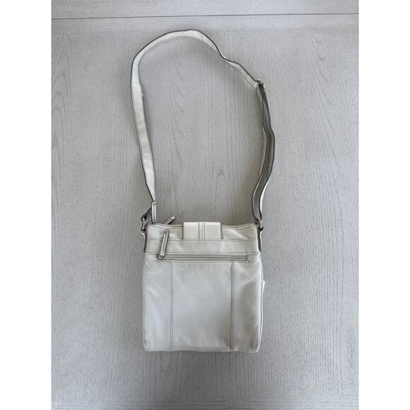 Tignanello White Faux Leather Purse Bag Pockets clean girl coastal grandma - Picture 3 of 8